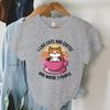 Kawaii Cat Coffee Lover T Shirt I Like Cats and Coffee Classic Top Tees Crew Neck Summer Clothes Coffee Lover Gift Cat Mom Shirt