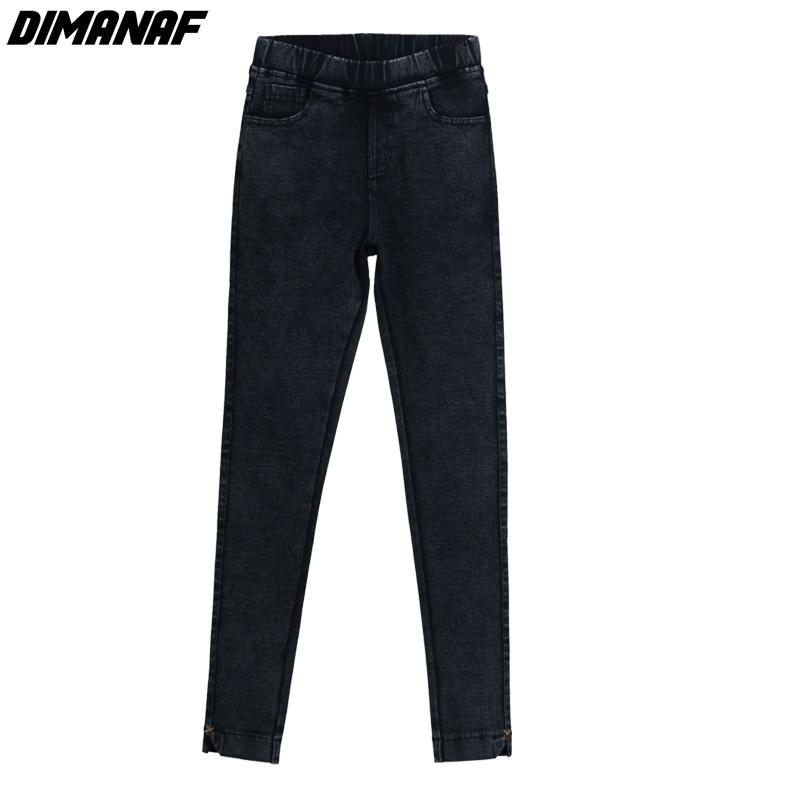 DIMANAF Plus Size Dames Jeans Winterbroek Denim Potlood Vrouwelijk Elastisch Basic Blauwe Hoge Taille Broek Oversize Mode Nieuwe Broek 4XL 5XL