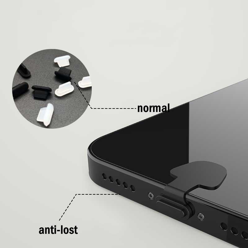 6pcs Charging Port Anti Dust Plug Silicone Dustplugs Cover Anti-Lost Cap For iPhone Samsung Xiaomi USB Type-C/Ios Port Protector