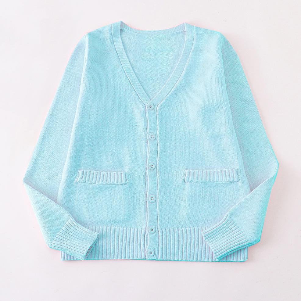 Japanischer V-Ausschnitt Langarm JK Uniform Strickjacke - 7-Nadel Verdickter Pullover für Frühling/Herbst