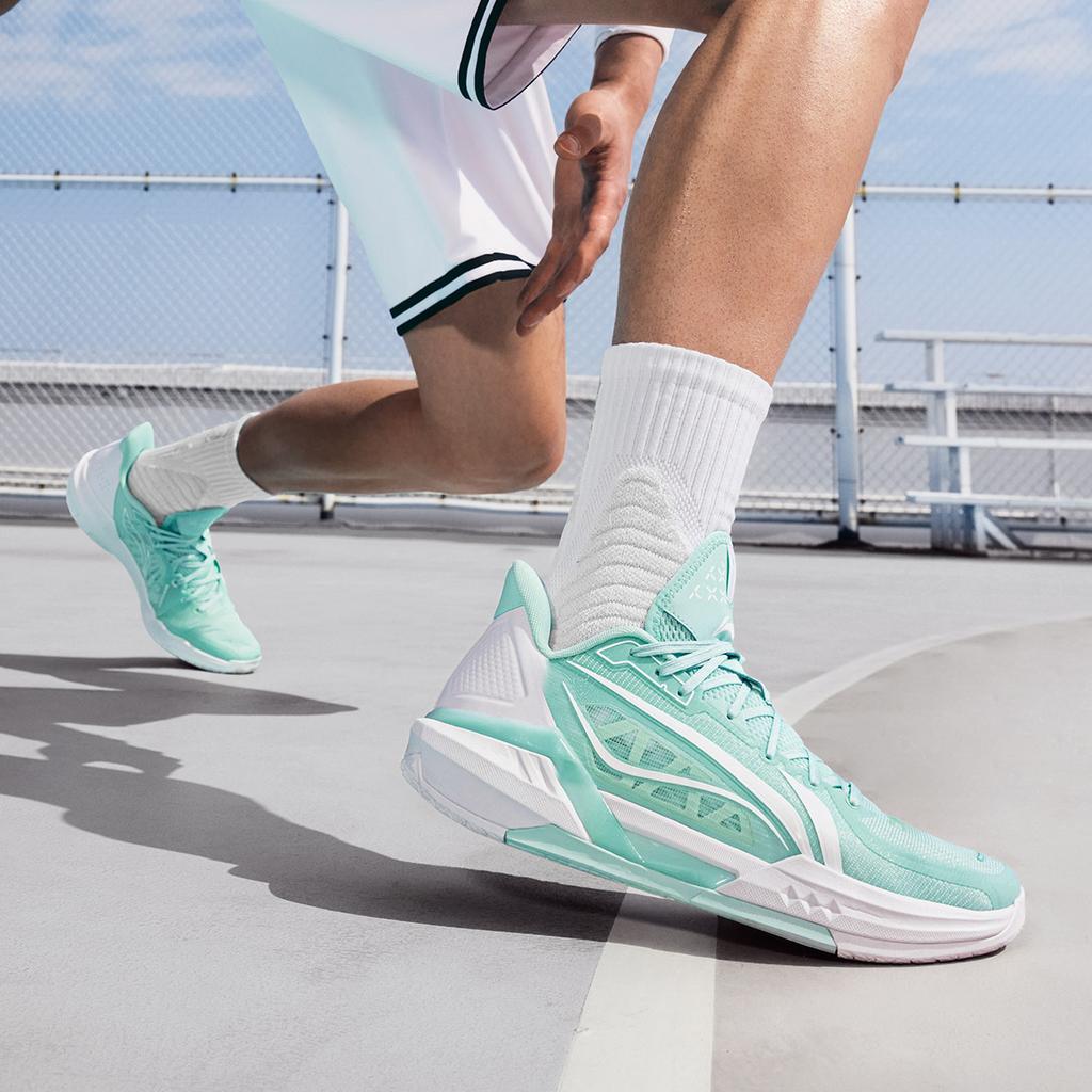 Chaussures de Basketball Li Ning Light Speed 3 Homme Coupe Basse Bleu Île Blanc ABPV005-3