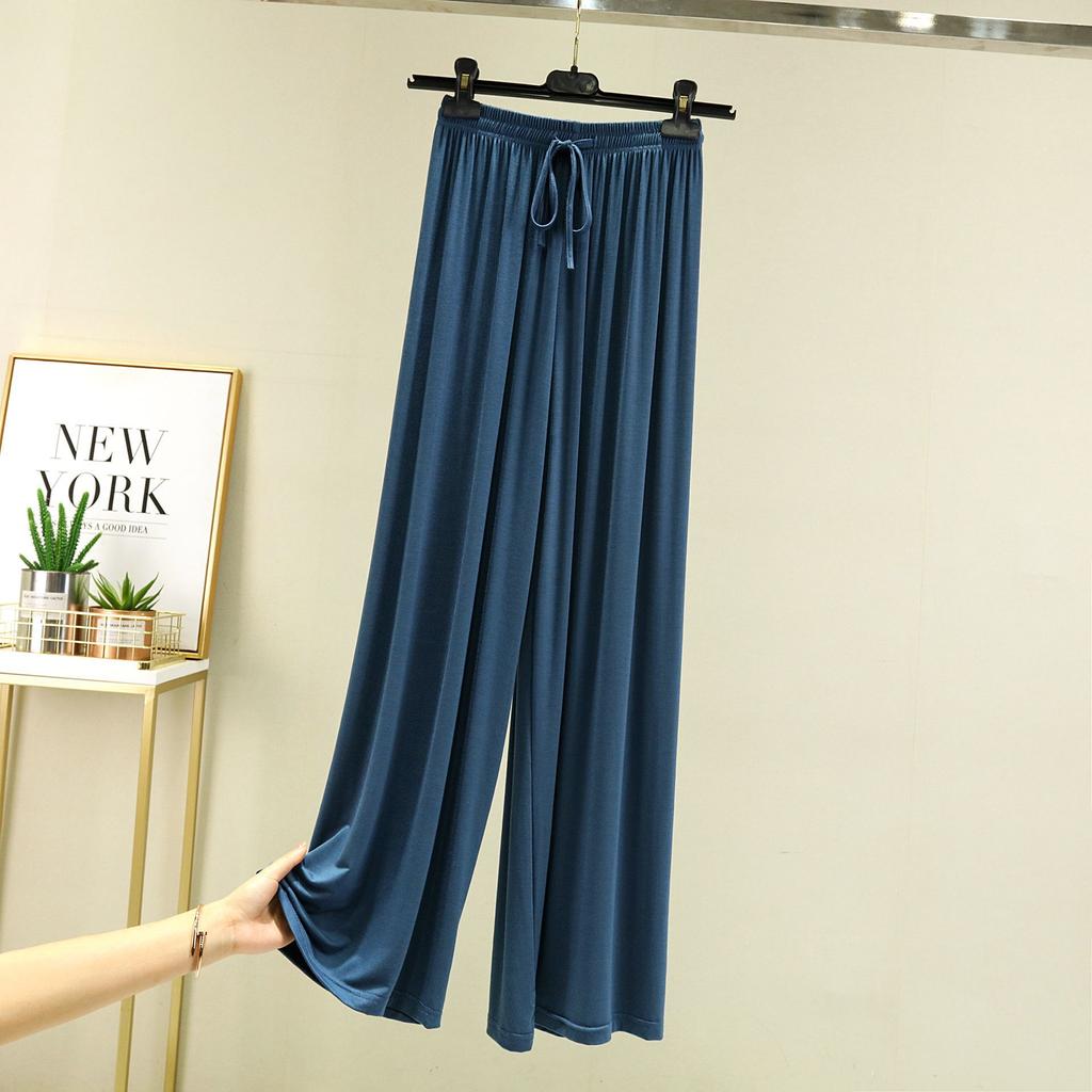 Solid Colour High Waist Spring Summer Autumn Straight Lace-up Thin Lounge Trousers Elastic Waist Loose Casual Loose Trousers Casual Yoga Home Trousers
