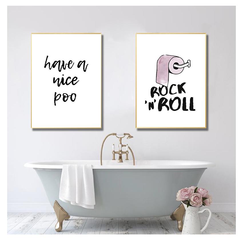Kunstdrucke, Rock and Roll, Minimalismus, Leinwandgemälde, Zitat „Have a Nice Poo“, WC-Schild, Heimdekoration, lustiges Toiletten-Poster, Badezimmer-Wand, ohne Rahmen