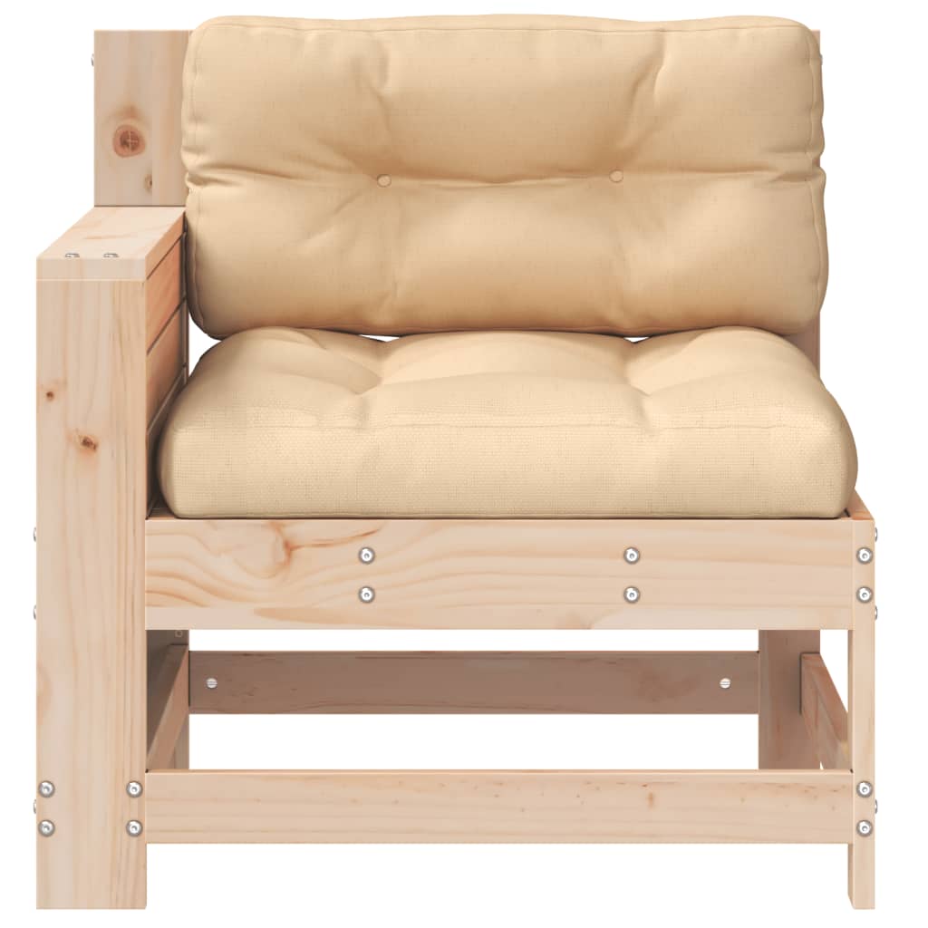 Garden Sofa with Armrests and Cushions Solid Pine Wood