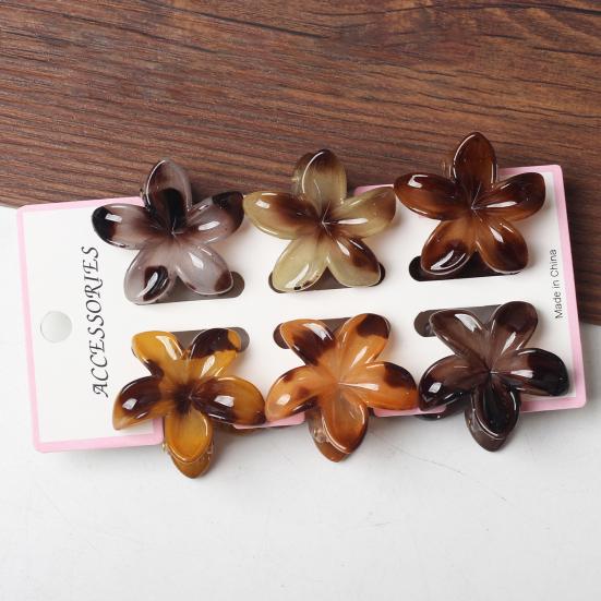 6Pcs Hair Claw Vibrant Color Flower Shape Back Head Large Hair Clip Women Shark Hair Claw Lightweight Hair