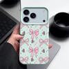 Leather Texture TPU Phone Case For iPhone 17 17e 16e 16 15 Pro Max 14 13 Pro Max 11 Pink Bowknot Print Soft Silicone Back Cover