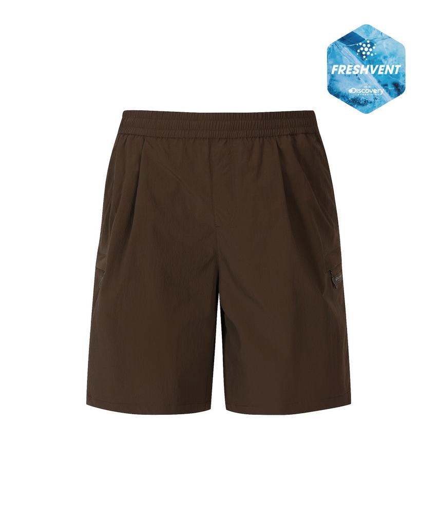 DISCOVERY EXPEDITION Uni Freshvent Lightweight Woven Training Cargo Knee-Length Shorts (Brown)