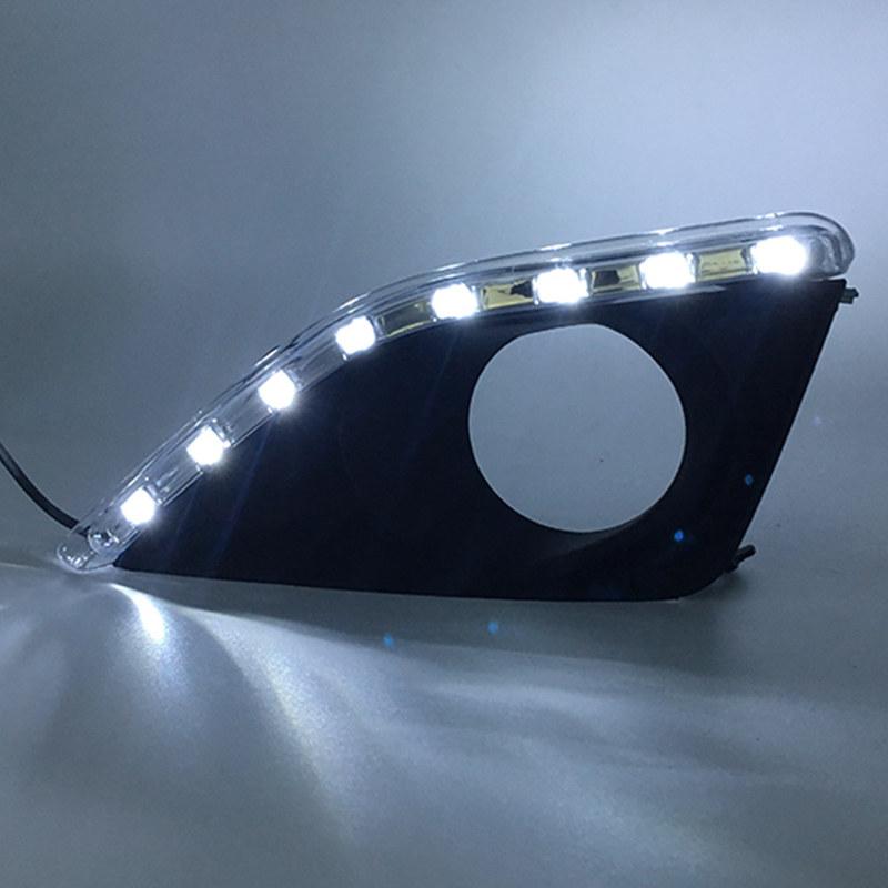Car Flashing 2Pcs Daytime Running Light Drl for Toyota Corolla 2007 2008 2009 2010 LED DRL Fog Lamp Cover Driving Lights