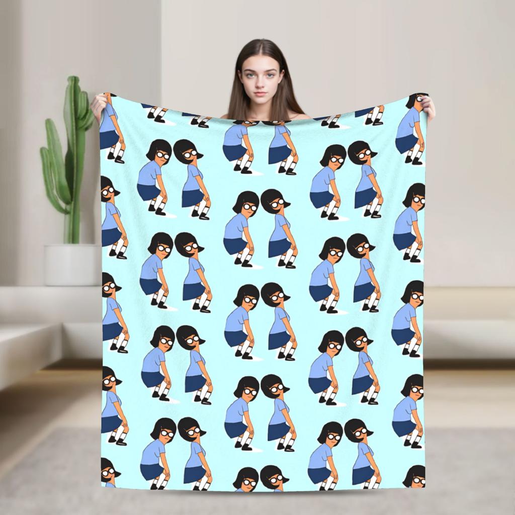 Anime Bobs Fun B-Burgers Blanket Movie Travel Office Flannel Throw Blanket For Living Room Warm Soft Bedspread Birthday Present