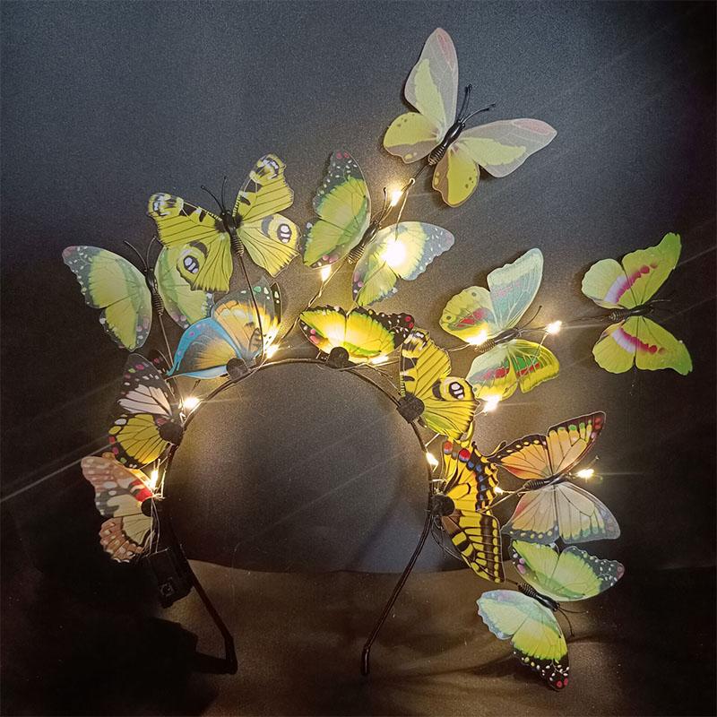 LED Colorful Headpiece Party Favors Butterfly Christmas Glowing Headband Wedding Birthday Hair Hoop