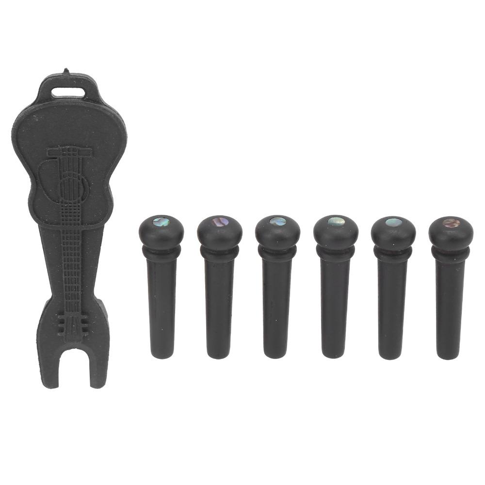 6PCS Ebony Guitar Bridge Pins Abalone Dot Inlay Bridge Pin Pegs  Acoustic Guitar