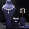 Copper Zircon Necklace Earrings Luxury Sparkle Colored Gemstones Bridal Wedding Party Popular Accessories