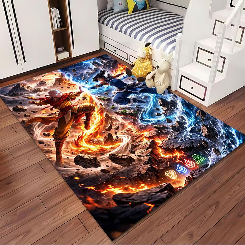 "Elemental Battle Print Carpet" suitable as a non-slip mat for the living room or bedroom sofa