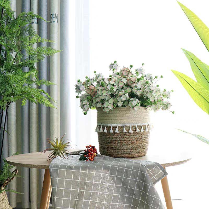 Nordic-style Rattan-woven, Straw-woven Flower Basket, Bamboo-woven Planter for Green Plants, Floor-standing Willow-woven Plant