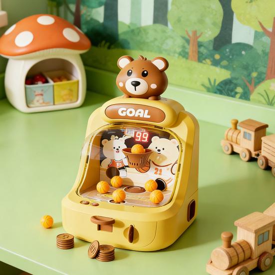 Yousheng Cartoon Animal Basketball Shoot Game with Score Display Mini Basketball Shoot Arcade Machine Tabletop Dinosaur Bear Basketball Hoop Toy