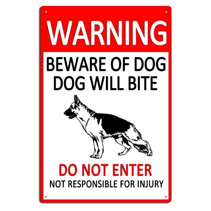 LongLasting Beware of Dogs Iron Wall Plaque  Vintage Metal Decor for Home Garden  Bar Security Style