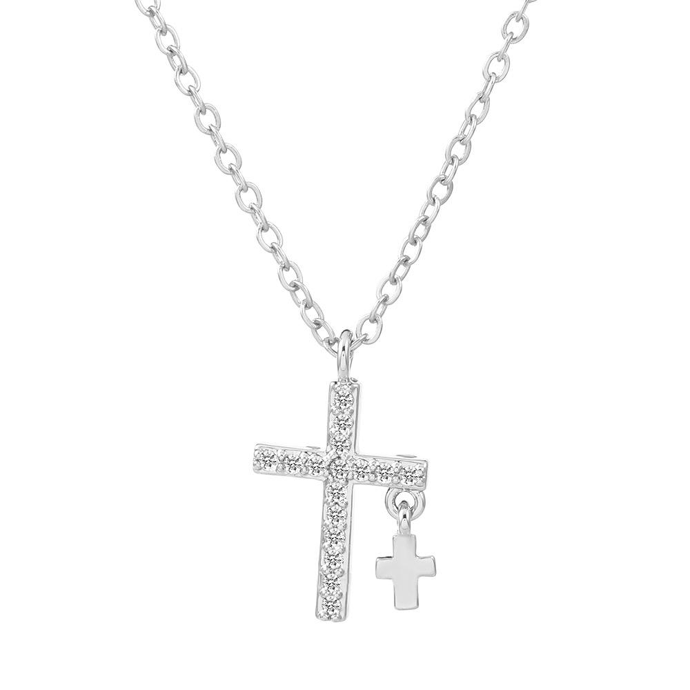 Dámský geometrický náhrdelník s křížkem ve tvaru diamantu - Evropský a americký punkový hip-hopový choker