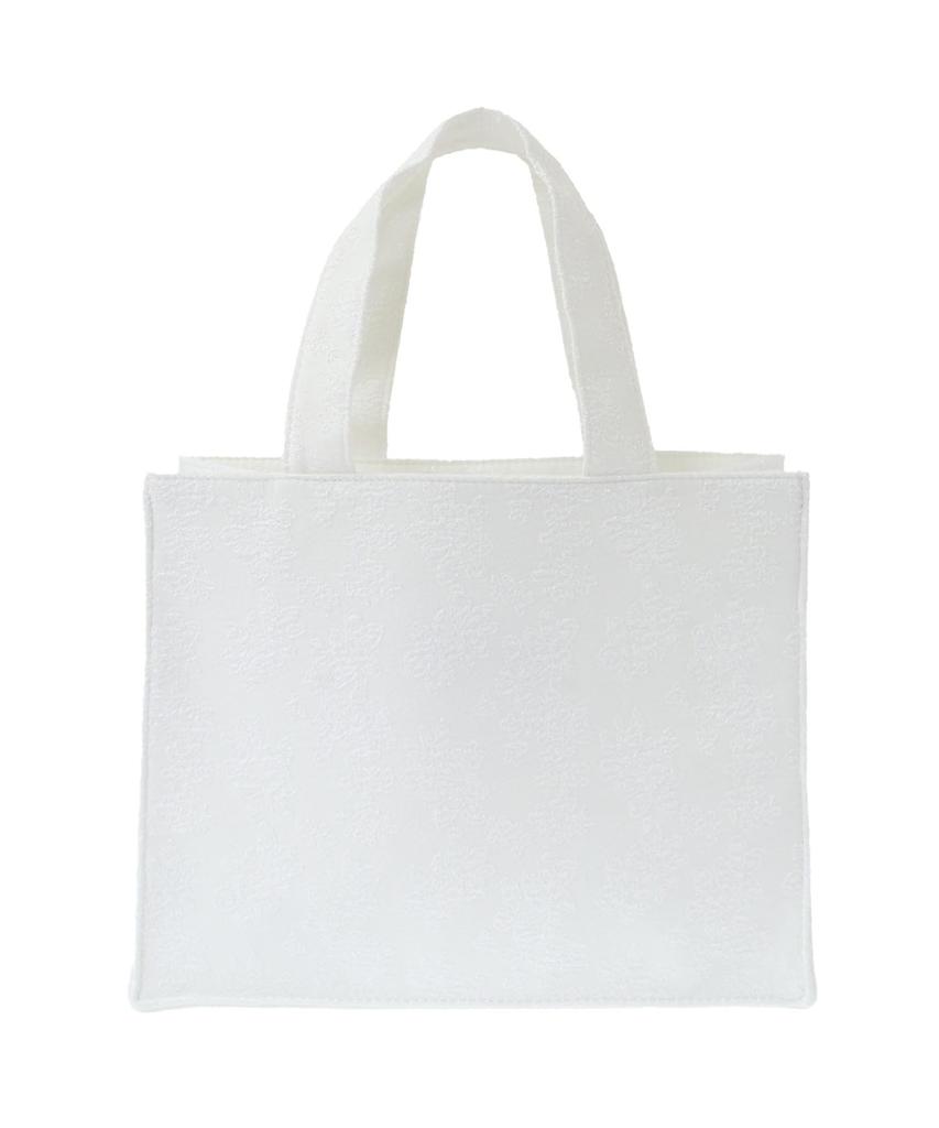 Maison De FLEUR Line Ribbon Jacquard Square Tote Bag, White, F Tote Bag, 08000481500