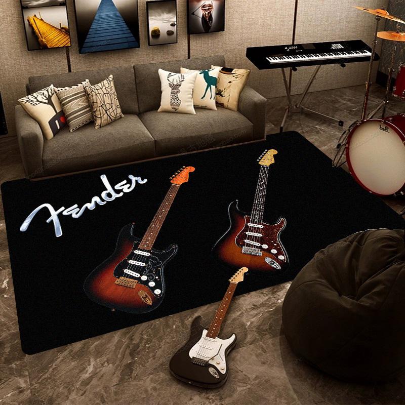 F-Fender Rectangular Carpet Rock Guitar Band Instrument Decoration Speaker Retro Floor Mat Shock Absorption Rugs