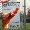 Vintage Rooster Metal Wall Art Sign 2D Flat Farmhouse Decor Indoor Outdoor 12x8 Inch Rustic Iron Plaque