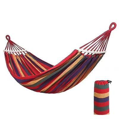 Camping Outdoor Hangmat Anti-rollover Draagbare Hangmat Sport Reizen Essentieel Thuis Camping Schommel Canvas Streep Hangbed Hangmat