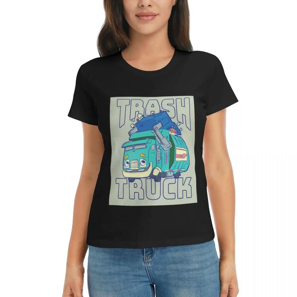 Women TShirt Trash Truck Cartoon Netflix Summer Short Sleeve Tees Round Neck Cotton T Shirts Clothes Tops Streetwear