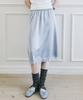 Jupe longue en satin et dentelle Nigaennikol_Gris clair