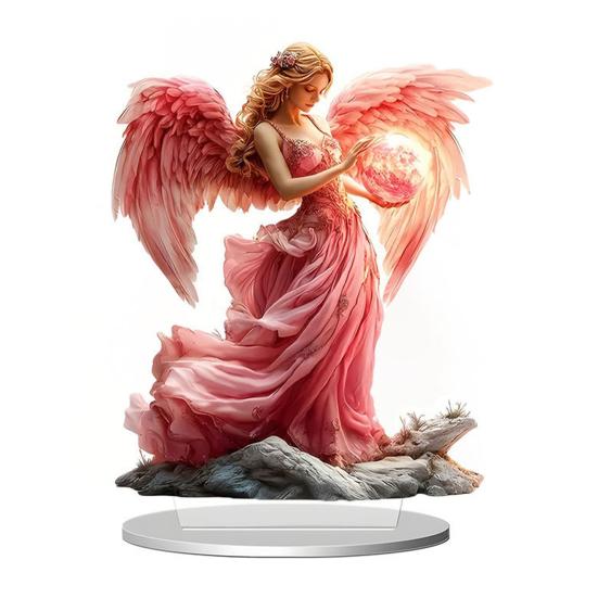 Prayer Angel Table Sign 2D Flat Acrylic Angel Desktop Ornament for Tabletop Shelf Entryway Christmas Home Garden Patio Decor