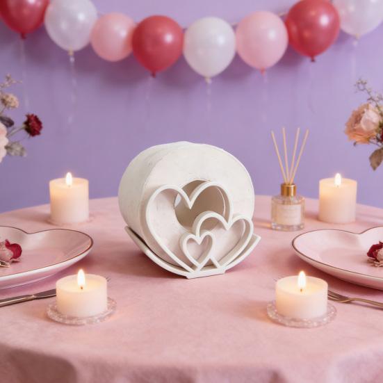 Heart Toilet Roll Holder 3D Printed Freestanding Toilet Paper Holder Cute Love Hearts Loo Roll Holder for Bathroom Valentine's Day Decor