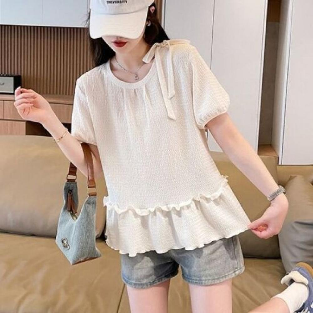 Navava Women Lovely Frill Puff Short Sleeve Blouse Nb2747