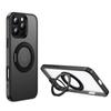 360 Rotating Bracket Magnetic Back Case For iPhone 16 15 Pro Max 14 Pro Soft Edge Shockproof Clear Matte Phone Cover
