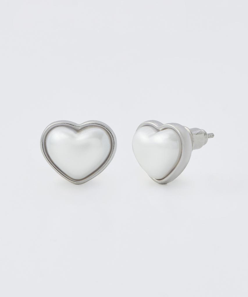 Musinsa Standard Woman Pearl Heart Earrings [Silver]