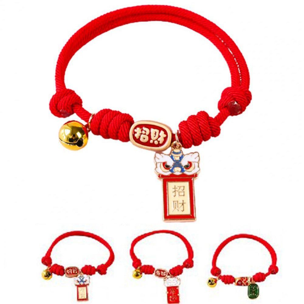 Creative Handmade Pet Bell Necklace Adjustable Cute Braided Cat Collar Chinese Style Puppy Collar Jewelry Accessories