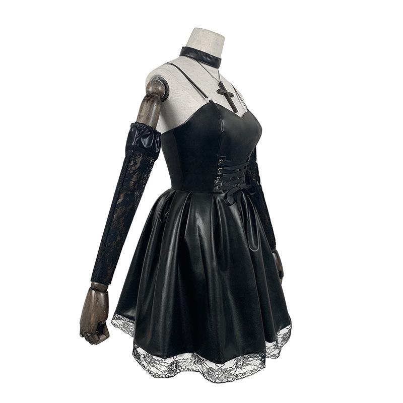 Anime Comic DEATH NOTE Cosplay Misa Amane Imitation Leather Sexy Dress Neck Jewelry Stockings Uniform Outfit Halloween Wig New