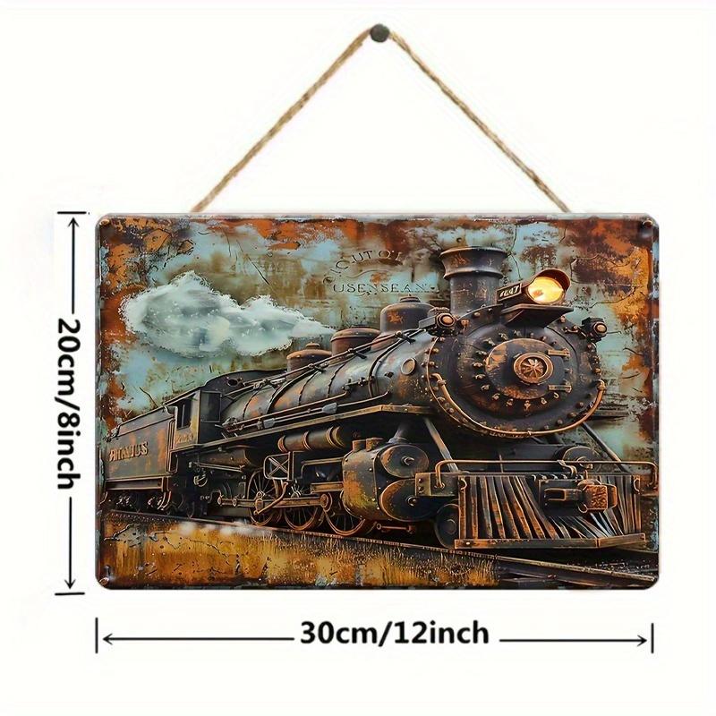 Panneau Plat en Bois 2D 30*20cm Panneau Décoratif en Bois Locomotive à Vapeur Vintage, Parfait pour la Maison, le Bar, le Café, le Bureau ou le Garage