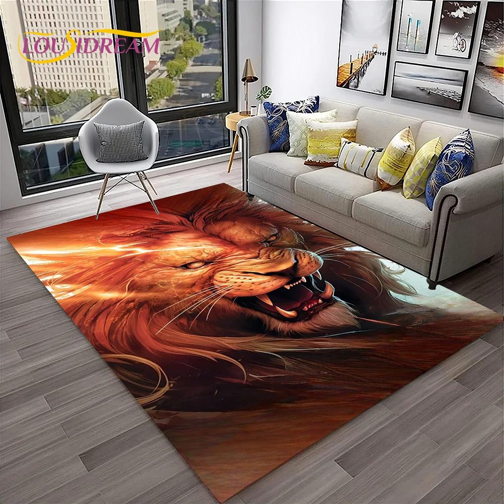 Cartoon Lion Animals Dream 3D kobercový koberec pro domácí obývací pokoj Ložnice Pohovka Rohožka Dekor, Koberec na dětské hřiště Protiskluzová podložka na podlahu