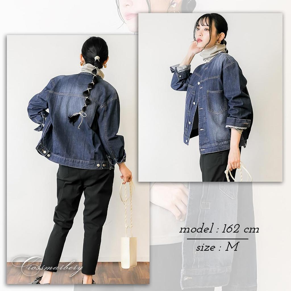 Jachetă Denim Plus Loose Denim Denim Coreeană pentru Femei Crossmarberry, Fără Guler, Mărime, Toamnă/Iarnă, Bleumarin, Croială, Bluzon, Jachetă, Supradimensionată, Stil, Drăguță,