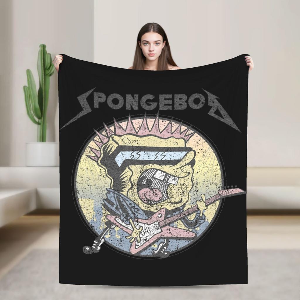 Spongebobed Blanket Flannel Textile Decor Breathable Warm Throw Blanket for Home Car Plush Thin Quilt