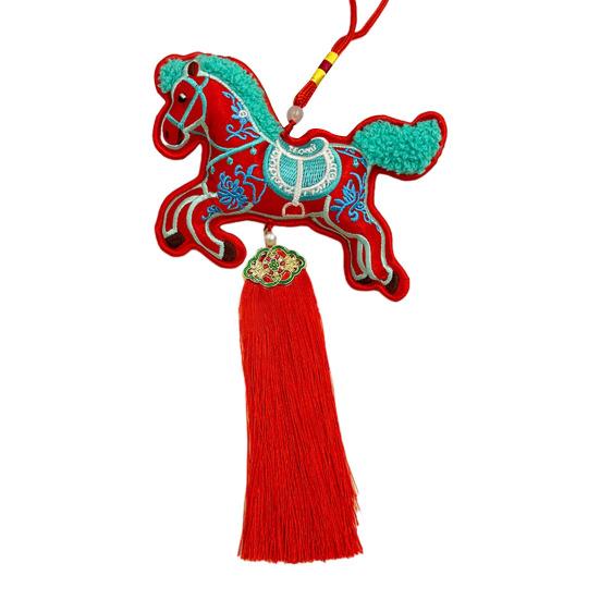2026 Year of The Horse Charm Chinese New Year Hanging Pendant with Tassel Zodiac Horse Feng Shui Charm for Home Car Decor