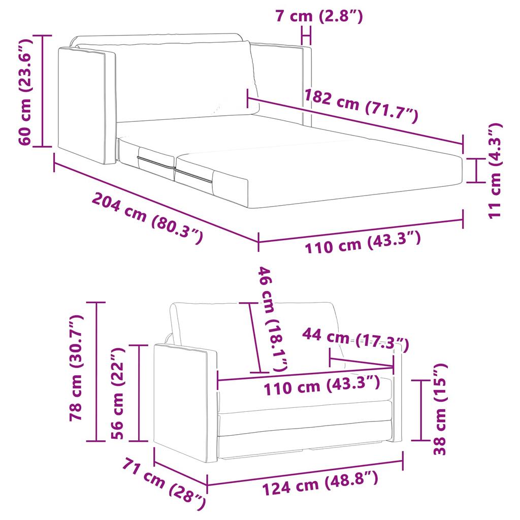 Cream Sleeper Sofa 124 x 71 x 78 cm Velvet