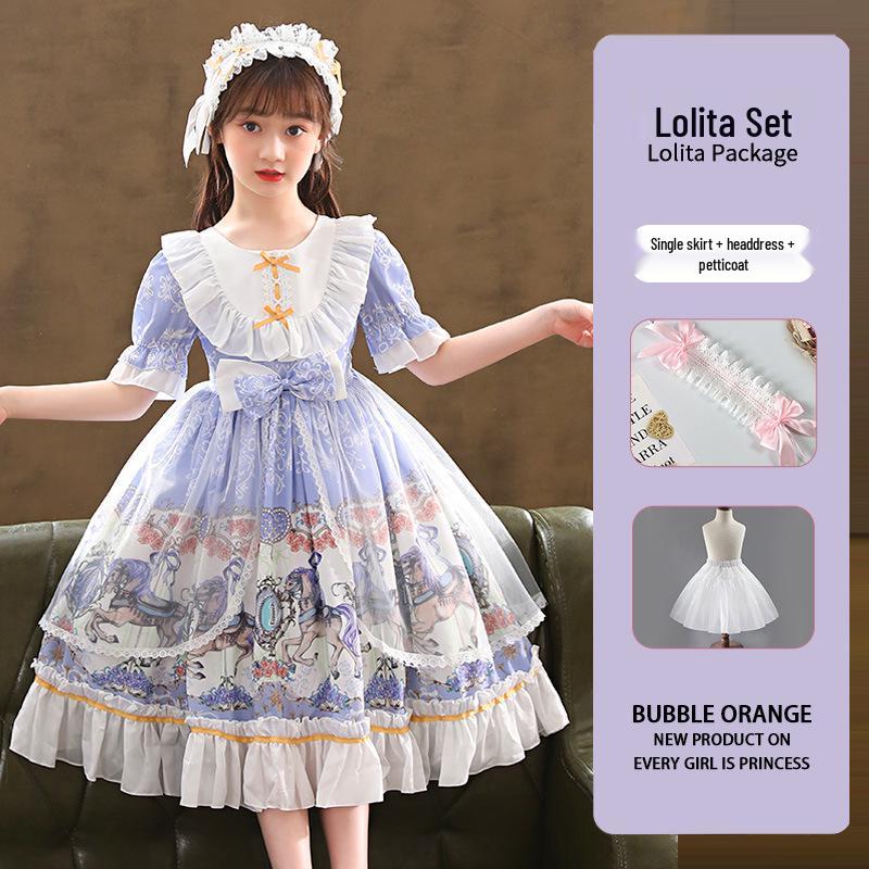 2026 New Lolita Princess Summer Short-Sleeve Stylish Girls' Dress
