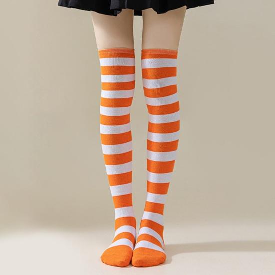Meias Listradas até a Coxa Meias Acima do Joelho Meias até a Coxa para Retrô Elásticas Femininas Coloridas Meninas Cosplay Lolita