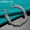 925 Sterling Silver Multi Ring Chain Bracelet For Women Men Fashion Engagement Wedding Party Jewelry