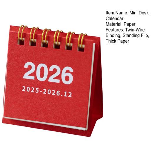2 Stuks Mini Bureaukalender Okt. 2025-Dec. 2026 14 Maandelijkse Planner Bureau Klein Staand Klapkalender met Dubbele Spiraalbinding voor Thuis Kantoor