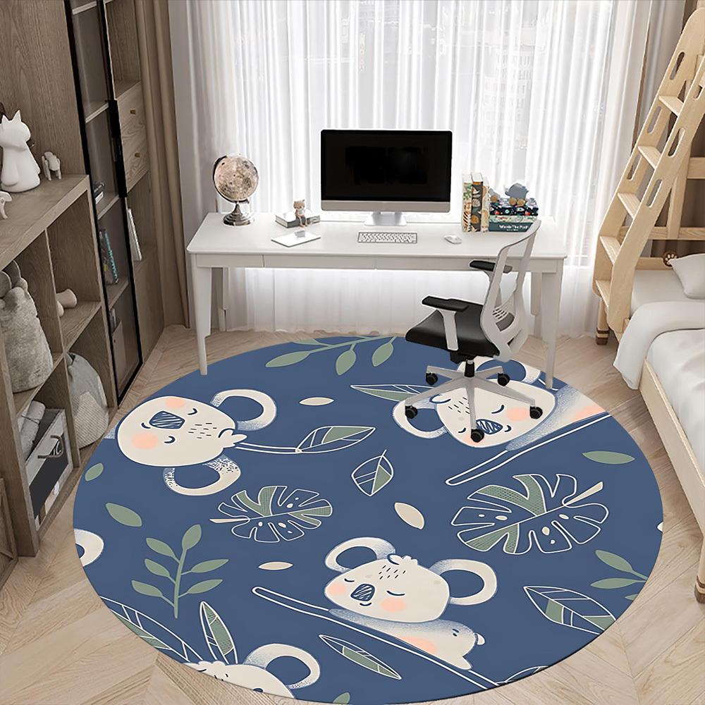 1 Stück Koala Blätter Büro Runder Teppich, Matte Geeignet für Büro, Unter Bürostühlen Schlafzimmer Wohnzimmer Heimdekoration, Raumdeko