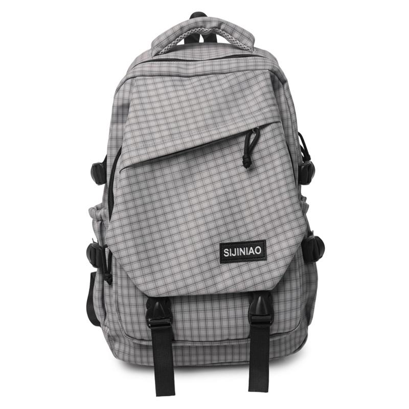 Large Capacity Backpack Campus Schoolbag Commuter Plaid Backpack