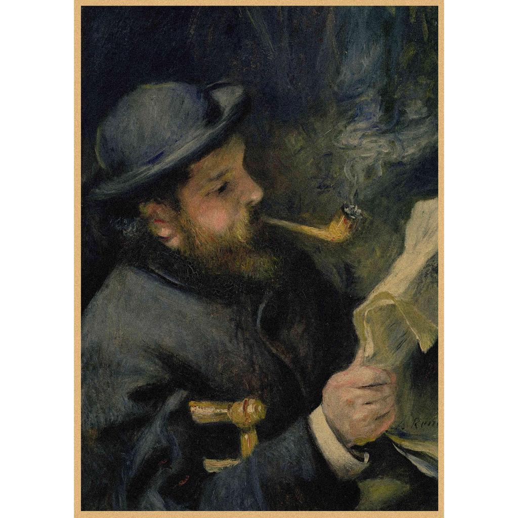 Monet Oil Painting Retro Kraft Paper Poster for Restaurant, Bar, Cafe Wall Decor