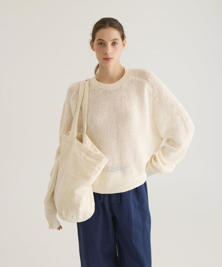 Oteumilkape (Unisex) Paper Pullover Knit - Ivory