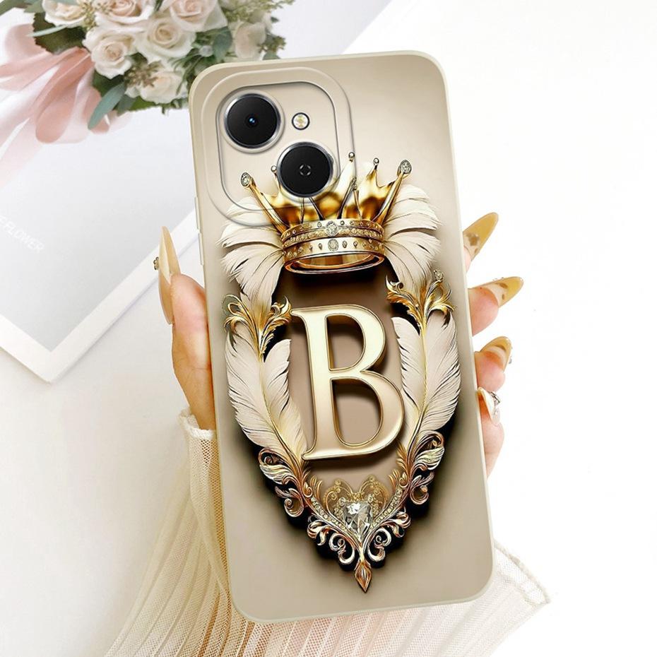 Fashion Crown Letter Couple Phone Case For Tecno Spark 40C 40 Soft Silicone Cases For Tecno Spark40 Spark40C 4G Covers Bumpers