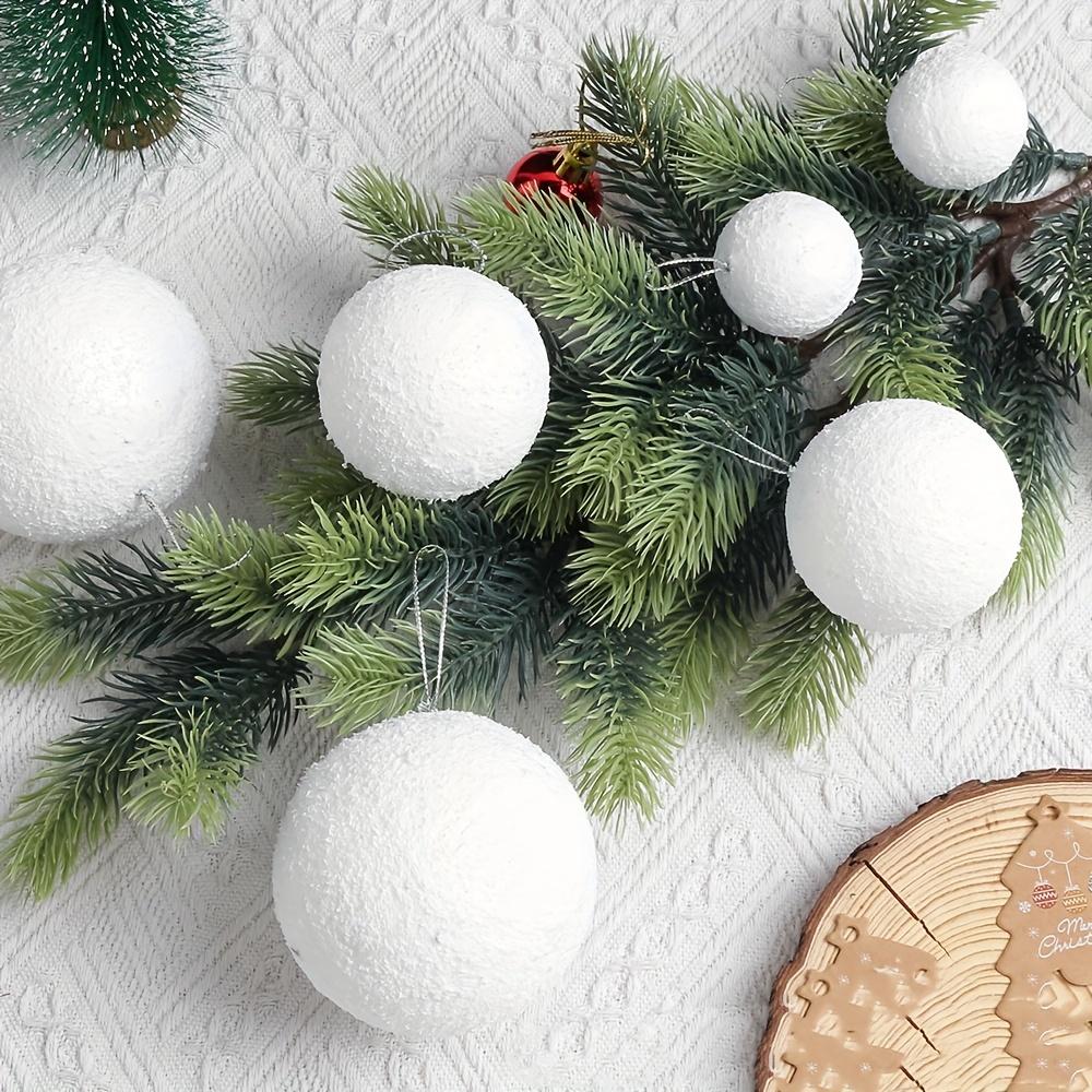 6pcs White Foam Christmas Ornaments - Elegant Hanging Snowball Decorations for Xmas Tree, Winter Parties, and Holiday Home Decor